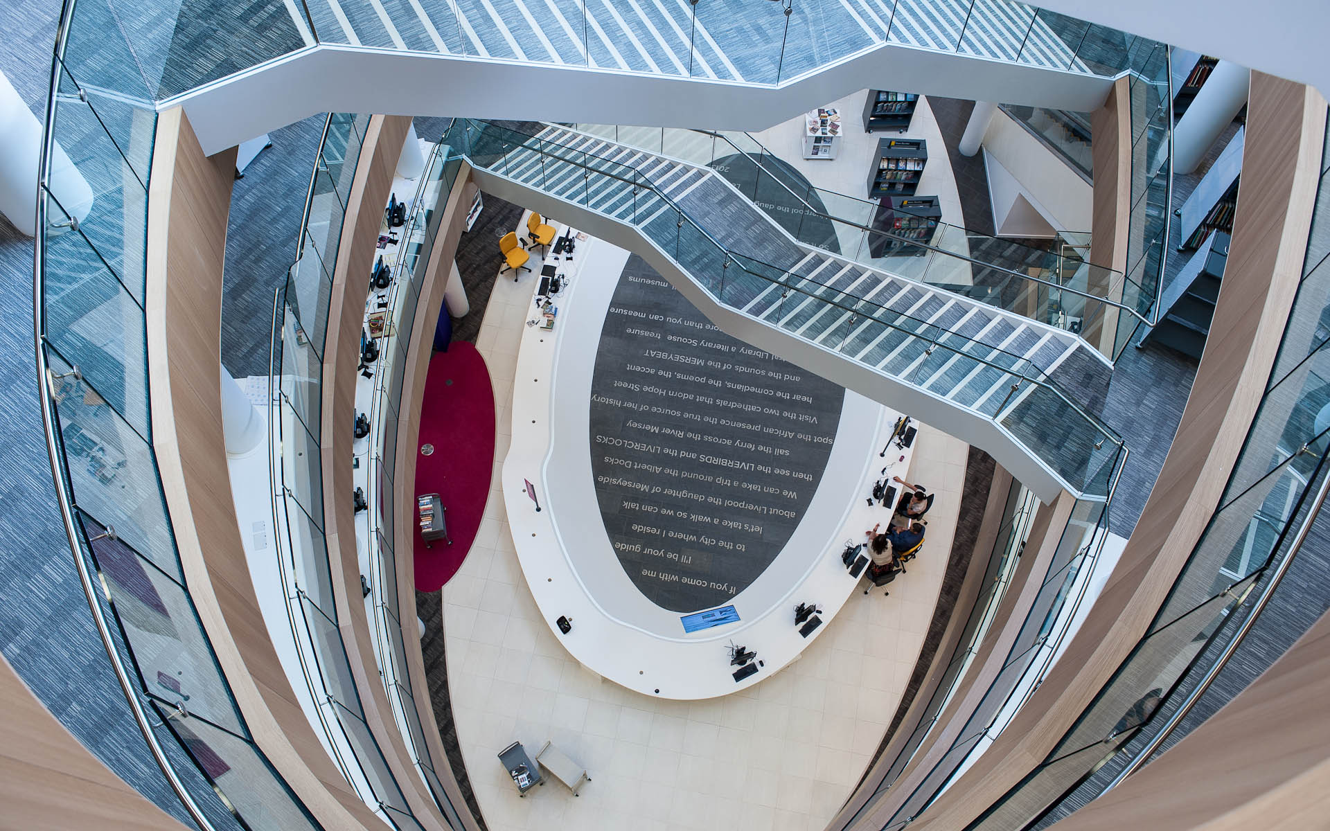 Interior architectural photography aspect of Liverpool Central Library, England